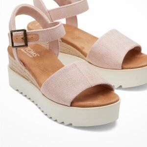 TOMS Light Pink Platform Ankle-Strap Sandals. Brand new with tags.
